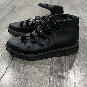 Black TUKskin Multi-Strap Pointed Mary Jane Creeper